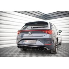 Maxton Design vložka zadního nárazníku s imitacemi koncovek výfuku pro Seat Leon FR Mk4, černý lesklý plast ABS, s černými koncovkami, Hatchback