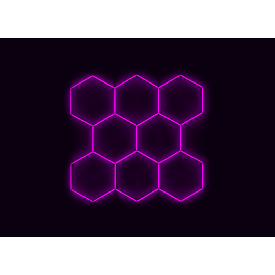Kompletní LED hexagonové svítidlo růžové, rozměr: 8 elementů 252 x 238 cm