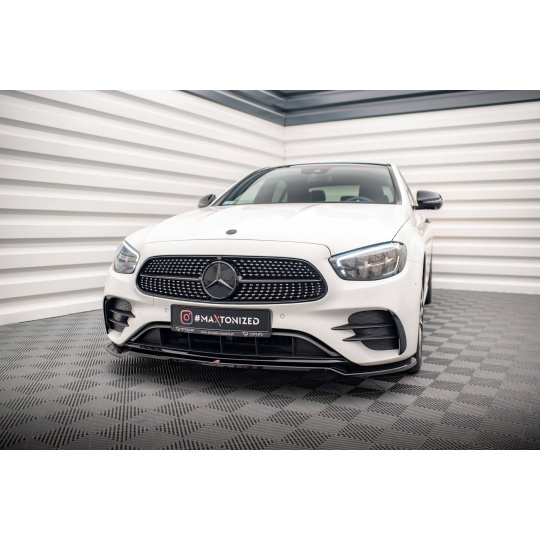 Maxton Design spoiler pod přední nárazník pro Mercedes třída E W213 Facelift/AMG-Line/Sedan, černý lesklý plast ABS