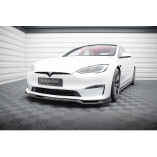 Maxton Design spoiler pod přední nárazník ver.2 pro Tesla Model S Plaid Mk1 Facelift, černý lesklý plast ABS