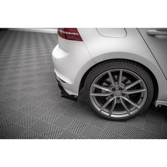 Maxton Design "Street Pro" boční difuzory pod zadní nárazník s křidélky pro Volkswagen Golf R Mk7, plast ABS bez povrchové úpravy, s červenou linkou
