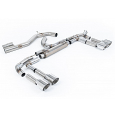 Milltek Sport výfukový systém cat-back Race System - 80mm bez rezonátoru (nejhlasitější) pro Audi S3 2.0TFSI Quattro Sedan 310PS 8Y (s OPF/GPF) 2020-2024, typ koncovek: GT-115 leštěné