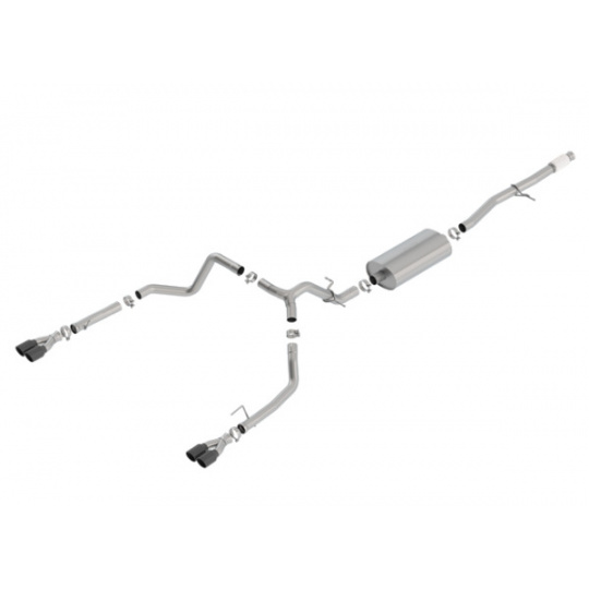 Borla Cat-Back výfukový systém "Touring" pro GMC Sierra 1500 5,3l V8, s aut. převodovkou, EC/SB 78,8", CC/SHB 69,3", r.v. 2019-2020, typ koncovek: černé