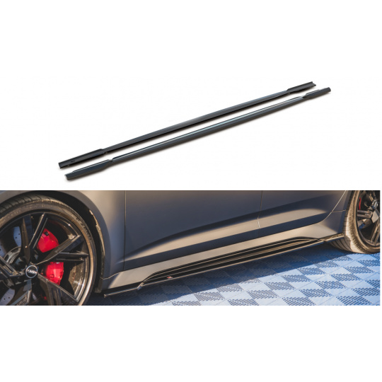 Maxton Design difuzory pod boční prahy pro Audi RS6 C8, černý lesklý plast ABS