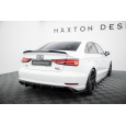 Maxton Design vložka zadního nárazníku pro Audi A3 8V FL, černý lesklý plast ABS, Sedan, verze s jednoduchou koncovkou na jedné straně