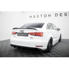 Maxton Design vložka zadního nárazníku pro Audi A3 8V FL, černý lesklý plast ABS, Sedan, verze s jednoduchou koncovkou na jedné straně