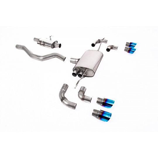 Milltek Sport výfukový systém OPF/GPF Back pro Land rover Defender 90 2.0 I4 P300/P400e (s OPF/GPF a bez OPF/GPF) 2020-2024, GT-90 titanově modré koncovky