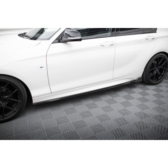 Maxton Design difuzory pod boční prahy s křidélky v.5 pro BMW řada 1 F20- F21 Facelift, černý lesklý plast ABS, M-Pack/M140i