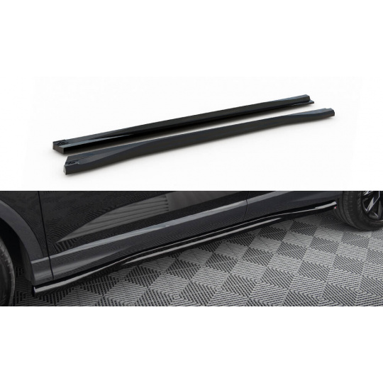 Maxton Design difuzory pod boční prahy pro Audi Q3 Sportback F3, černý lesklý plast ABS