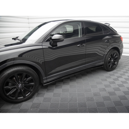 Maxton Design difuzory pod boční prahy pro Audi Q3 Sportback F3, černý lesklý plast ABS