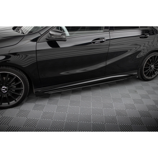 Maxton Design "Street Pro" difuzory pod boční prahy s křidélky pro Mercedes třída A W176 Facelift AMG-Line, plast ABS bez povrchové úpravy