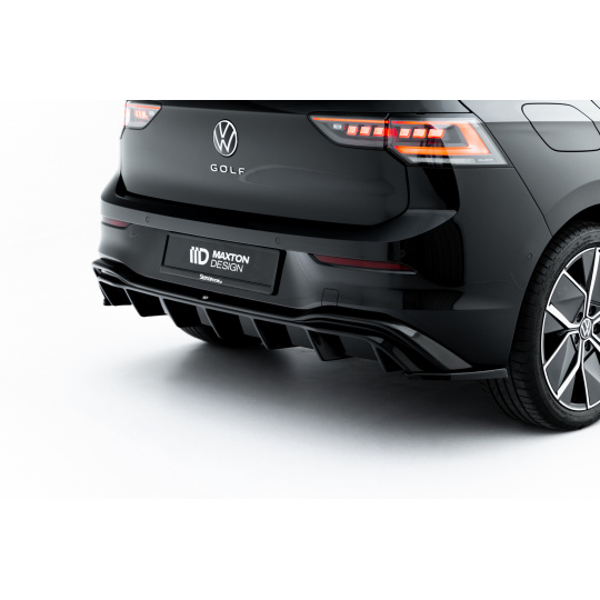 Maxton Design vložka zadního nárazníku pro Volkswagen Golf Mk8, černý lesklý plast ABS