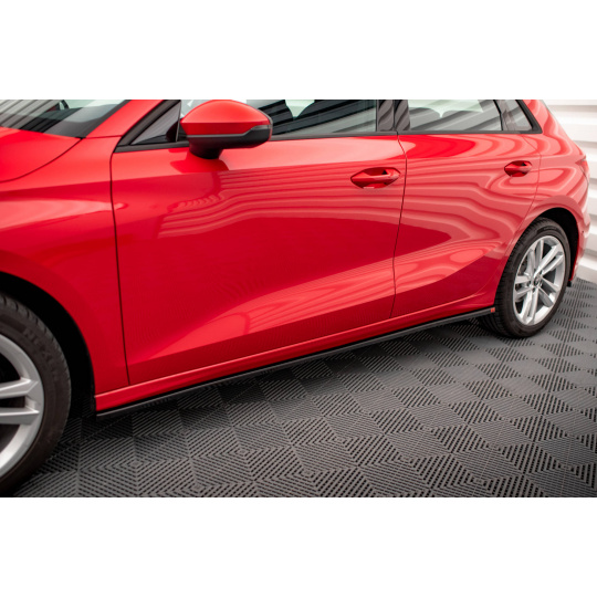 Maxton Design difuzory pod boční prahy pro Audi A3 8Y, černý lesklý plast ABS