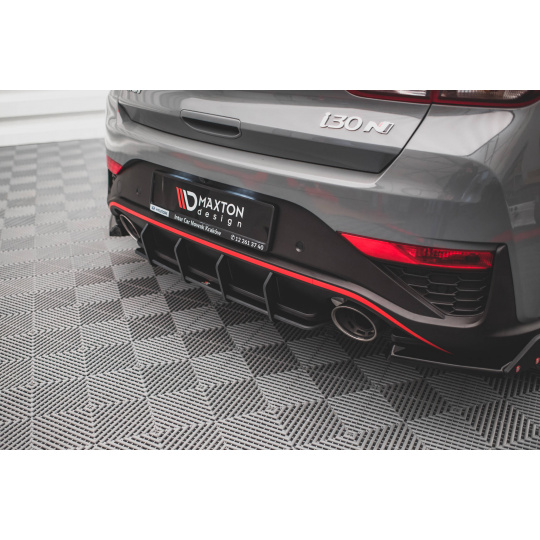 Maxton Design "Street Pro" difuzor zadního nárazníku pro Hyundai i30 N MK3 Facelift, plast ABS bez povrchové úpravy, s černou a červenou linkou