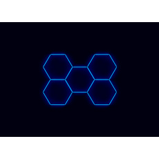 Kompletní LED hexagonové svítidlo modré, rozměr: 5 elementů 238 x 168 cm Kompletní LED hexagonové svítidlo modré, rozměr: 5 elementů 238 x 168 cm