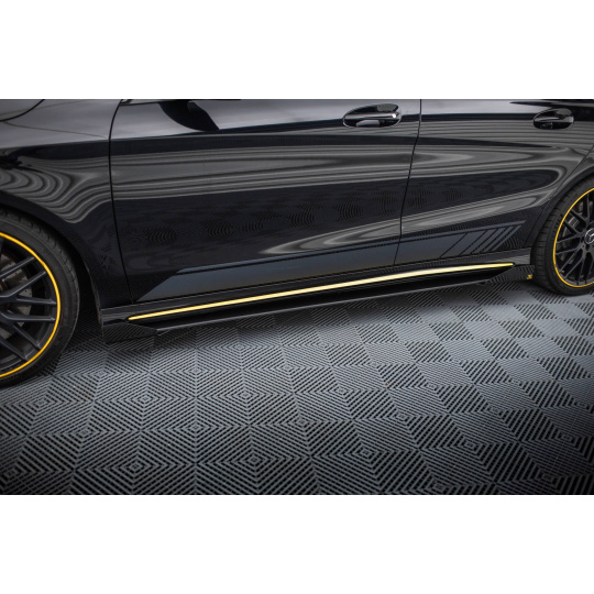 Maxton Design "Street Pro" difuzory pod boční prahy s křidélky pro Mercedes CLA C 117 Facelift 45 AMG, plast ABS bez povrchové úpravy