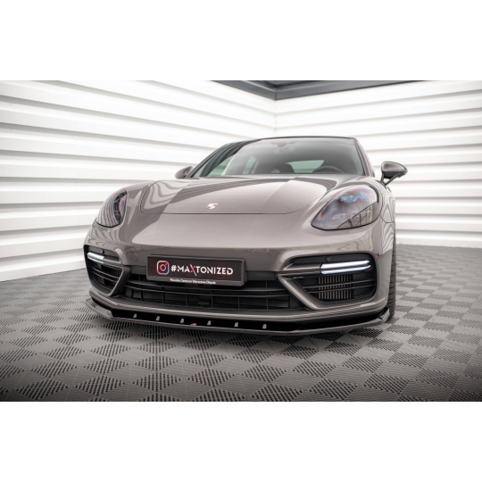 Maxton Design spoiler pod přední nárazník pro Porsche Panamera 971 E-Hybrid, černý lesklý plast ABS