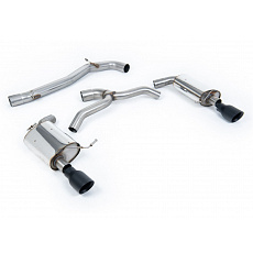 Milltek Sport výfukový systém cat-back bez rezonátoru (hlasitější) pro Volkswagen Golf Mk7 2.0TFSI Alltrack / Estate / Station Wagon / Combi 4-Motion 2016-2021, typ koncovek: GT-100 černé