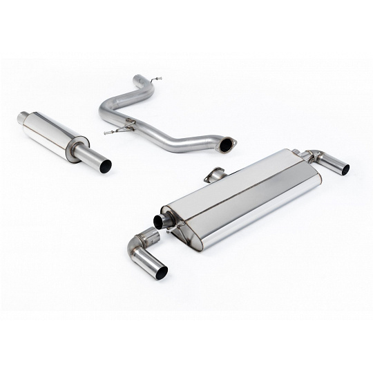 Milltek Sport homologovaný výfuk cat-back s rezonátorem pro Volkswagen Golf MK7.5 GTi (s Performance Pack, bez OPF/GPF) 2017-2018, typ koncovek: GT-100 leštěné