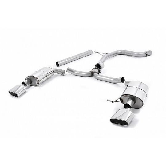 Milltek Sport výfukový systém cat-back bez rezonátoru (hlasitější) pro Seat Leon ST Cupra 300 (4x4) Combi (bez OPF/GPF) 2017-2018, leštěné oválné koncovky