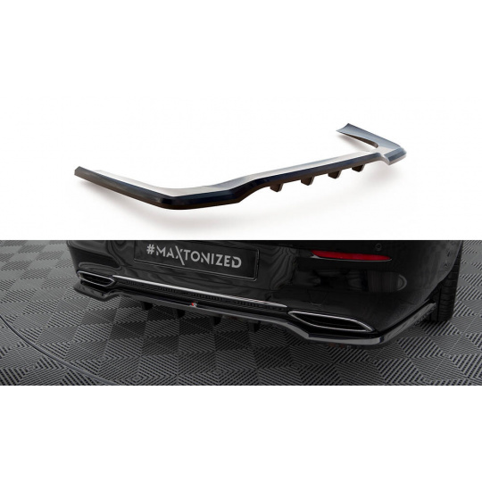 Maxton Design středový spoiler pod zadní nárazník s žebrováním pro Mercedes CLA C118 Standard, černý lesklý plast ABS, Coupe