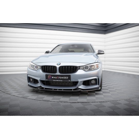 Maxton Design spoiler pod přední nárazník ver.3 pro BMW řada 4 F32, černý lesklý plast ABS, Coupe M-Pack