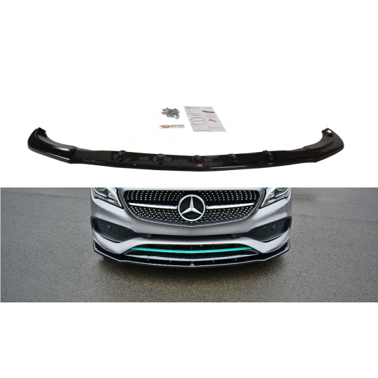 Maxton Design spoiler pod přední nárazník ver.1 pro Mercedes CLA C 117 Facelift/AMG-Line, černý lesklý plast ABS