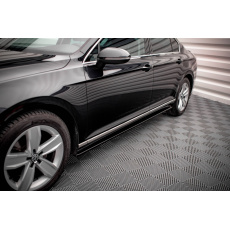 Maxton Design difuzory pod boční prahy pro Volkswagen Passat Mk8 (B8) Facelift, černý lesklý plast ABS