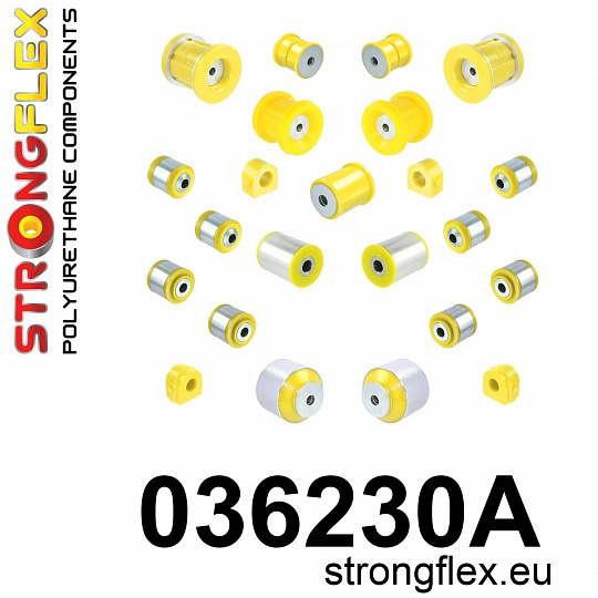 036230A: Strongflex Kompletní sada silentbloků pro zavěšení varianta SPORT 036230A: Strongflex Kompletní sada silentbloků pro zavěšení varianta SPORT