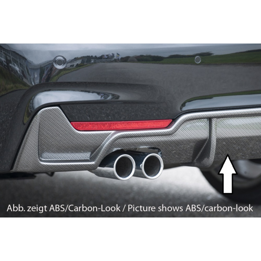 Rieger vložka zadního nárazníku pro BMW řada 4 F32, F33, F36 coupe (3-dvéř.), gran coupe (5-dvéř.), kabriolet vč. faceliftu, plast ABS bez povrchové úpravy, pro orig. dvojitou koncovku vlevo