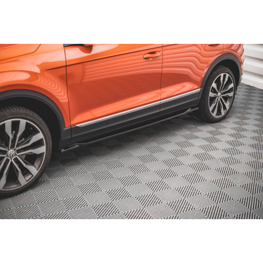 Maxton Design difuzory pod boční prahy pro Volkswagen T-roc Mk1, černý lesklý plast ABS