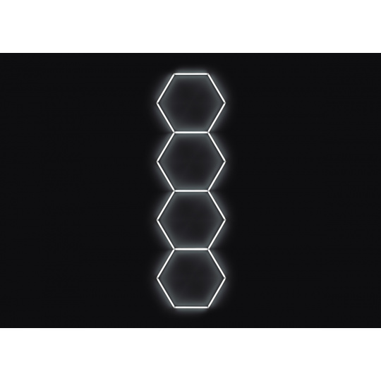 Kompletní LED hexagonové svítidlo bílé 6500 K, rozměr: 4 elementy 97 x 327 cm