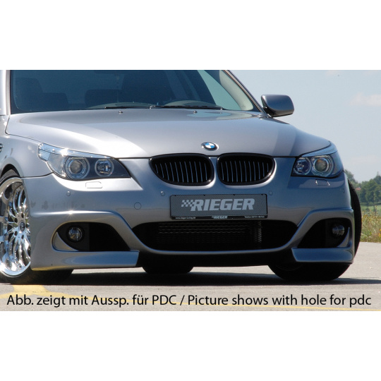 Rieger přední nárazník pro BMW řada 5 E60, E61 sedan, touring před faceliftem, plast ABS bez povrchové úpravy, pro vozy s ostřikovači předních světlometů, bez parkovacího asistenta (PDC)