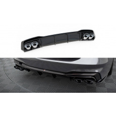 Maxton Design vložka zadního nárazníku s imitacemi koncovek výfuku pro Audi A7 C8 S-Line, černý lesklý plast ABS, s chromovými koncovkami