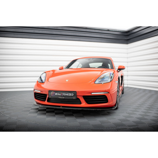 Maxton Design spoiler pod přední nárazník ver.2 pro Porsche Cayman 982c, černý lesklý plast ABS
