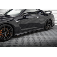 Maxton Design "Street Pro" difuzory pod boční prahy pro Nissan GT-R R35 Facelift, plast ABS bez povrchové úpravy, s červenou linkou
