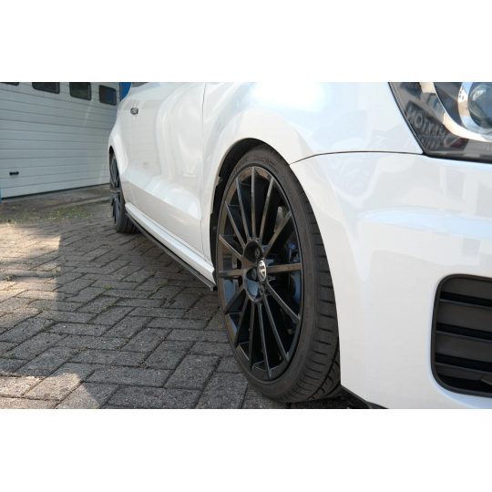 Maxton Design difuzory pod boční prahy pro Volkswagen Polo Mk5, černý lesklý plast ABS