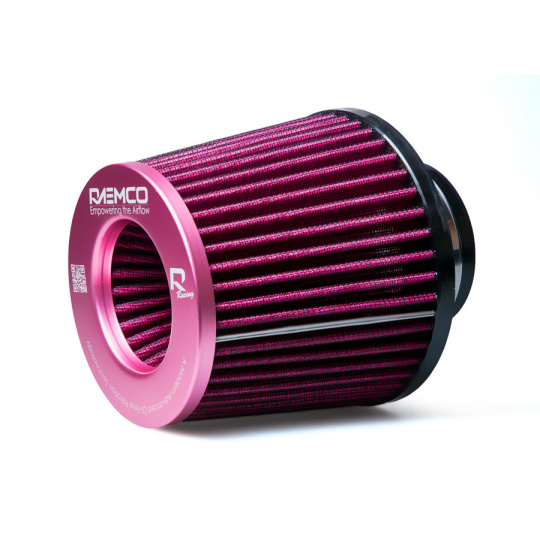 Raemco univerzální vzduchový filtr o délce 130 mm se vstupem 77 mm s možností redukce na 70 nebo 63 mm, barva: růžová