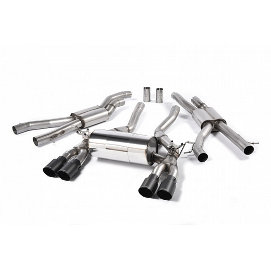 Milltek Sport výfukový systém cat-back Race systém pro BMW řada 4 F82/83 M4 Coupe/Convertible, M4 Competition Coupe (bez OPF) 2014-2018, černé koncovky