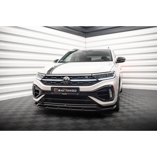 Maxton Design spoiler pod přední nárazník pro Volkswagen T-roc R Mk1, černý lesklý plast ABS, vč. R-Line