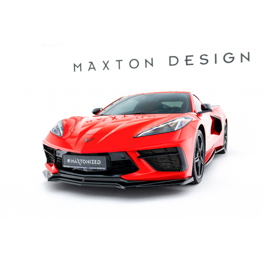 Maxton Design spoiler pod přední nárazník pro Chevrolet Corvette C8, černý lesklý plast ABS