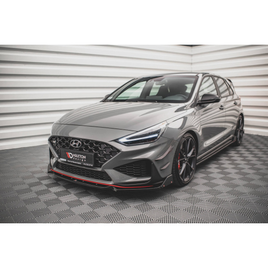 Maxton Design spoiler pod přední nárazník s křidélky ver.1 pro Hyundai i30 N MK3 Facelift, černý lesklý plast ABS