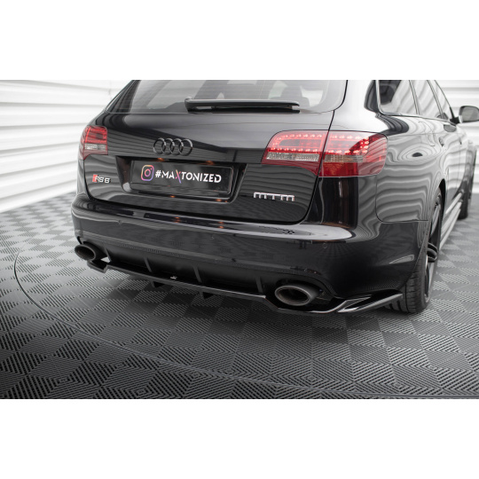 Maxton Design středový spoiler pod zadní nárazník s žebrováním pro Audi RS6 C6, černý lesklý plast ABS