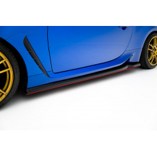 Maxton Design difuzory pod boční prahy ver.2 pro Toyota GR86 Mk1, černý lesklý plast ABS, s červenou linkou