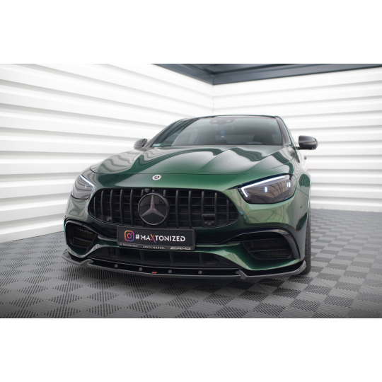 Maxton Design spoiler pod přední nárazník ver.2 pro Mercedes třída E W213 Facelift/63AMG, černý lesklý plast ABS