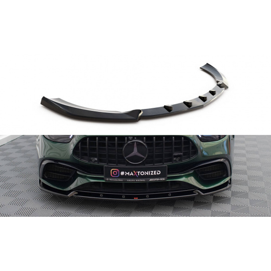 Maxton Design spoiler pod přední nárazník ver.2 pro Mercedes třída E W213 Facelift/63AMG, černý lesklý plast ABS