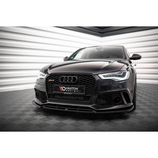Maxton Design spoiler pod přední nárazník pro Audi A6 C7, černý lesklý plast ABS, vzhled RS6