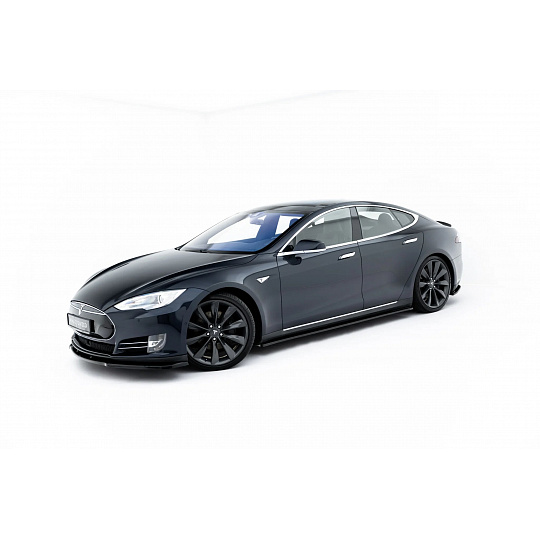 Maxton Design difuzory pod boční prahy pro Tesla Model S, černý lesklý plast ABS