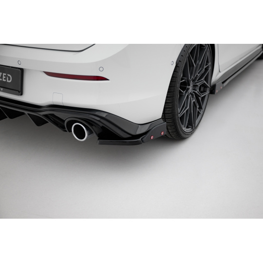 Maxton Design boční difuzory pod zadní nárazník s křidélky ver.2 pro Volkswagen Golf GTE Mk8, černý lesklý plast ABS