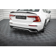 Maxton Design středový spoiler pod zadní nárazník s žebrováním pro Volvo V60 R-Design Mk3, černý lesklý plast ABS